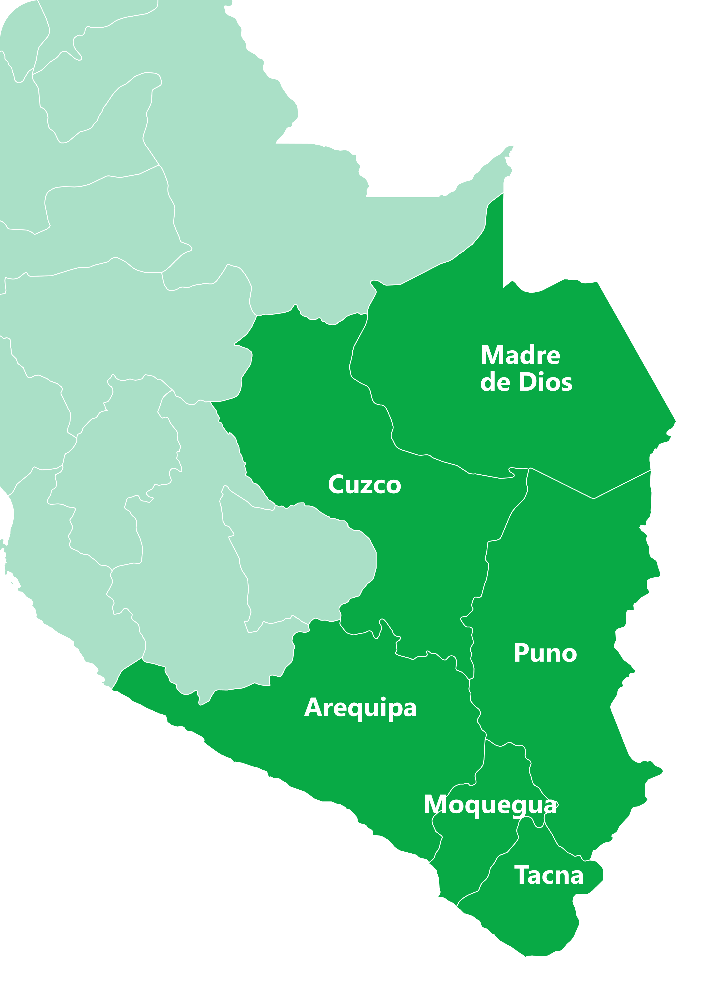 Mapa de cobertura del sur de Perú